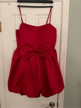 Vici Red Satin Bow Romper Dress